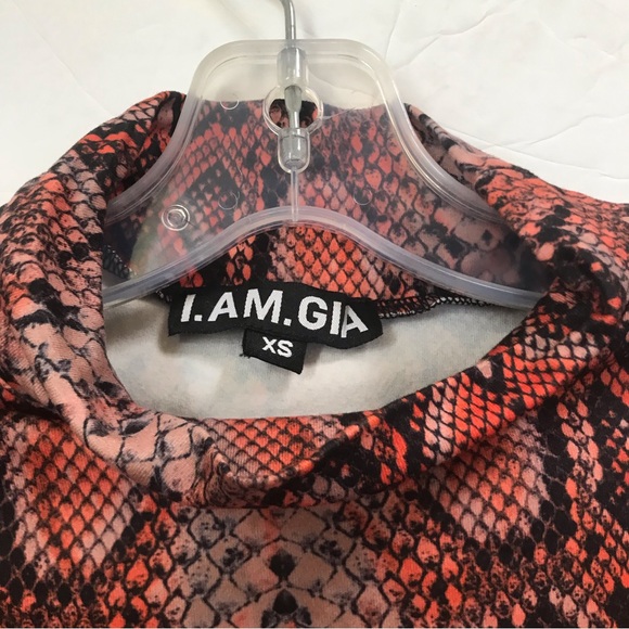 I.AM.GIA.NEW Bodysuit Snake Print Mock Neck Stretch Long Sleeve High Leg Animal - Picture 4 of 15